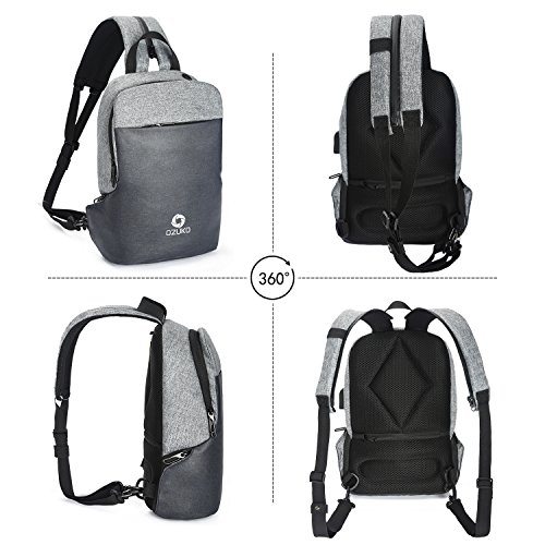 FANDARE Bolso Pecho Ultraligero Bolsos de Hombre con Puerto de Carga USB Sling Crossbody Daypacks Bolsos Cruzados Bandoleras Cruzada para Escuela Viaje Deportes Gimnasio Senderismo Ciclismo