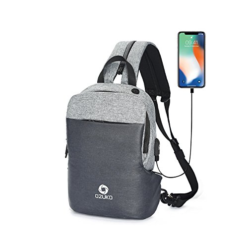 FANDARE Bolso Pecho Ultraligero Bolsos de Hombre con Puerto de Carga USB Sling Crossbody Daypacks Bolsos Cruzados Bandoleras Cruzada para Escuela Viaje Deportes Gimnasio Senderismo Ciclismo