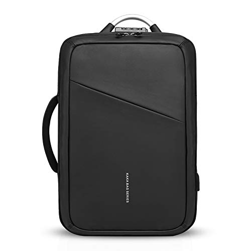 FANDARE Moda Mochila Hombres Laptop USB Charging Port Bolsa de Mano Commuter Estudiante Outdoor Viaje Anti-Theft Rucksack Impermeable Poliéster Negro