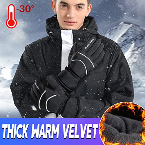 Faneam Guantes Térmicos para Invierno, Impermeables y a Prueba de Viento Guantes de Esquí Pantalla Táctil Guantes de Nieve Hombres Mujeres Guantes Cálidos Antideslizantes para Snowboard Senderismo (L)