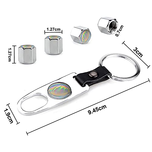 Fantasy Silver - Tapones antipolvo para válvula de neumático (4 unidades) con llave inglesa (1 unidad) universal para válvulas de rueda de neumáticos, camión, moto y bicicleta