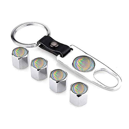 Fantasy Silver - Tapones antipolvo para válvula de neumático (4 unidades) con llave inglesa (1 unidad) universal para válvulas de rueda de neumáticos, camión, moto y bicicleta