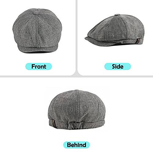 FBBULES Gorras Planas Sombrero Gatsby Espiga Pico 8 Paneles Gorra Vendedor Periódicos Baker Boy Sombreros Irlandeses Ivy Moda para Hombres Mujeres con Banda Elástica 56-61cm / 22-24 Pulgadas