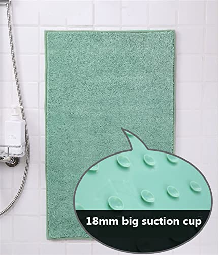 FCS Bathroom Baño Mat Alfombra Shaggy con Ventosas Antideslizante Felpudo Entrada Mats for Baño Dormitorio Super Agua Absorbente Non- Slip Baño Rug, Máquina Lavable (Blanco : Verde, Size : 40x70CM)