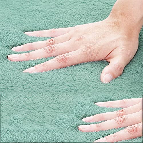 FCS Bathroom Baño Mat Alfombra Shaggy con Ventosas Antideslizante Felpudo Entrada Mats for Baño Dormitorio Super Agua Absorbente Non- Slip Baño Rug, Máquina Lavable (Blanco : Verde, Size : 40x70CM)