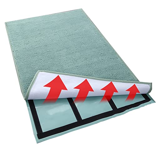 FCS Bathroom Baño Mat Alfombra Shaggy con Ventosas Antideslizante Felpudo Entrada Mats for Baño Dormitorio Super Agua Absorbente Non- Slip Baño Rug, Máquina Lavable (Blanco : Verde, Size : 40x70CM)