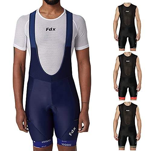 FDX Pantalones cortos para hombre todo el día babero 3D Gel Chamois acolchado Medias bolsillos Ciclismo Pantalones cortos