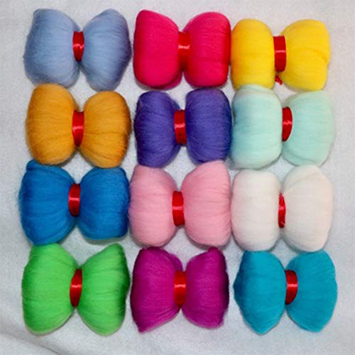 Felt Wool Fairy Wool 36 Colores Conjunto De Lana De Fieltro Fairy Wool Felt Needles Tool Fairy Wool Beginner Set Para Fieltro De Aguja DIY Craft (36 Colores 3g / Colores)