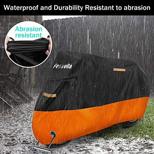 Fenvella Funda para Moto, Cubierta Protectora de la Motocicleta 210T Coche eléctrico Bicicleta UV Protectora Impermeable y Resistente al Viento Lluvia Nieve Antipolvo al Aire Libre 245cm XXL