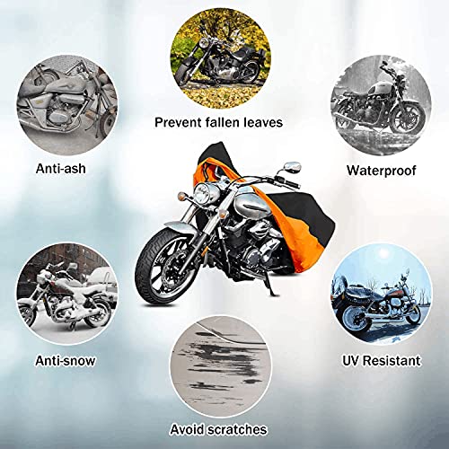 Fenvella Funda para Moto, Cubierta Protectora de la Motocicleta 210T Coche eléctrico Bicicleta UV Protectora Impermeable y Resistente al Viento Lluvia Nieve Antipolvo al Aire Libre 245cm XXL