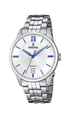 FESTINA Reloj Modelo F20425/4 de la colección Clasico, Caja de 43 mm Blanco con Correa de Acero para Caballero