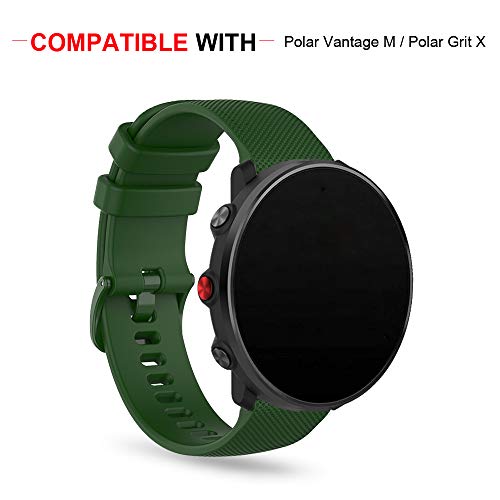 Ficocean Correa de Reloj Compatible con Polar Vantage M /Polar Grit X, Universal 22mm Correa de Silicona Pulsera de Repuesto Banda de Deportes Fitness (Verde Militar)