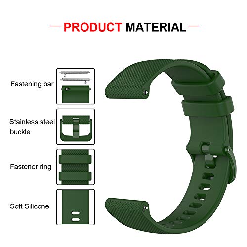 Ficocean Correa de Reloj Compatible con Polar Vantage M /Polar Grit X, Universal 22mm Correa de Silicona Pulsera de Repuesto Banda de Deportes Fitness (Verde Militar)