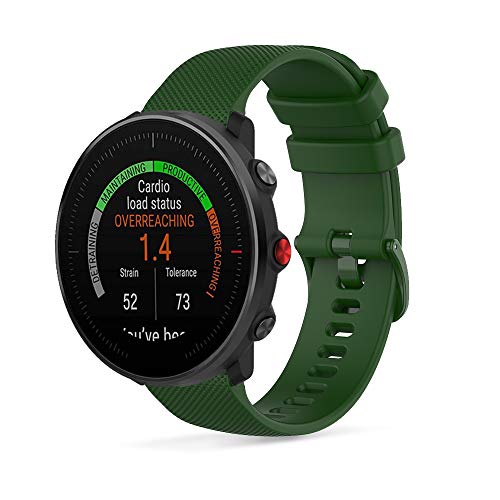 Ficocean Correa de Reloj Compatible con Polar Vantage M /Polar Grit X, Universal 22mm Correa de Silicona Pulsera de Repuesto Banda de Deportes Fitness (Verde Militar)