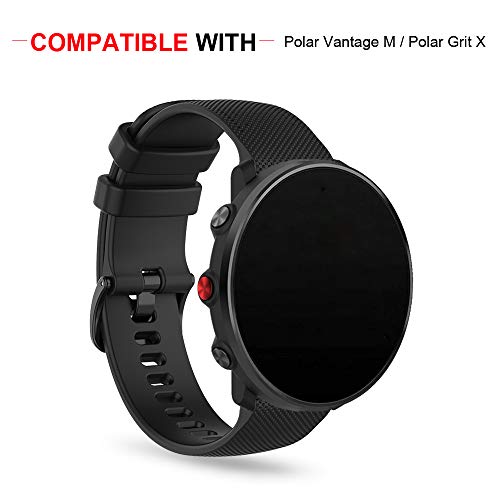 Ficocean Correa de Reloj Compatible con Polar Vantage M /Polar Grit X, Universal 22mm Correa de Silicona Pulsera de Repuesto Banda de Deportes Fitness (Negro)