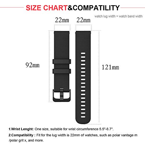 Ficocean Correa de Reloj Compatible con Polar Vantage M /Polar Grit X, Universal 22mm Correa de Silicona Pulsera de Repuesto Banda de Deportes Fitness (Verde Militar)