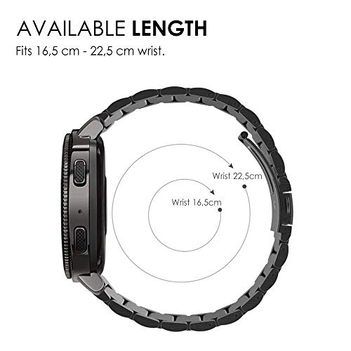 FINTIE Correa Compatible con Garmin Vivoactive 3/Vívomove HR/Vivoactive 3 Music/Forerunner 645 Music - 20mm Pulsera de Repuesto de Metal de Acero Inoxidable, Negro