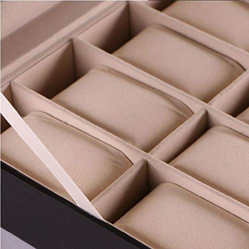 FIONAT Cajas para Joyas Caja para Relojes Hombre Mujer Regalo Viaje Caja De Almacenamiento con Tapa Abatible De Techo De Cuero De 12 Pisos 30 * 20 * 8 Cm