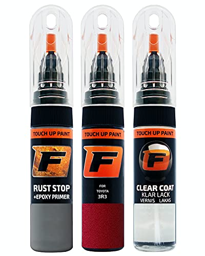 FIRANTO Kit de Pintura de Retoque Coche para Toyota 3R3 Barcelona Red, Set de Reparación de Rayones y Arañazos Incluye 15 ml Bolígrafo para Retocar Pintura Coche, Primer y Barniz