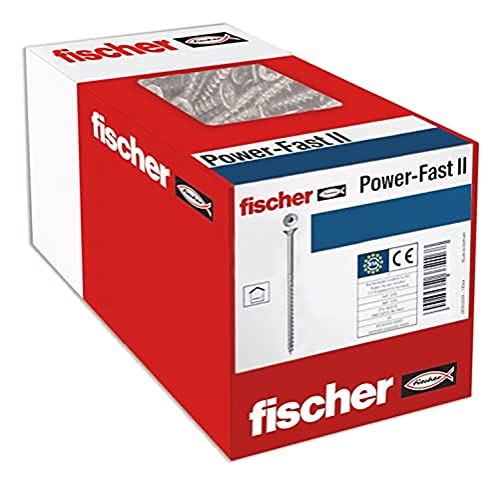 fischer Power-Fast II - caja de tornillos especiales para madera 5x70mm, para atornillado de maderas, conexión de maderas macizas o fijación de piezas a la madera ,200 ud