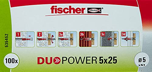 fischer - Tacos pared 5x25 DuoPower para hormigón, Caja 100 uds