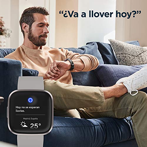 Fitbit Versa 2, Smartwatch con control por voz, puntuación del sueño y música, batería de +4 días