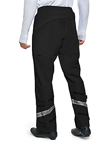 FitsT4 - Pantalones de lluvia para hombre, 2 capas, aislados, impermeables, pantalones de carga, senderismo, ciclismo, golf, bolsillos con cremallera, Negro, Medium