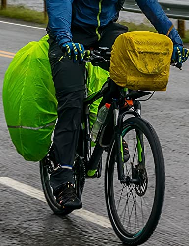 FitsT4 - Pantalones de lluvia para hombre, 2 capas, aislados, impermeables, pantalones de carga, senderismo, ciclismo, golf, bolsillos con cremallera, Negro, Medium