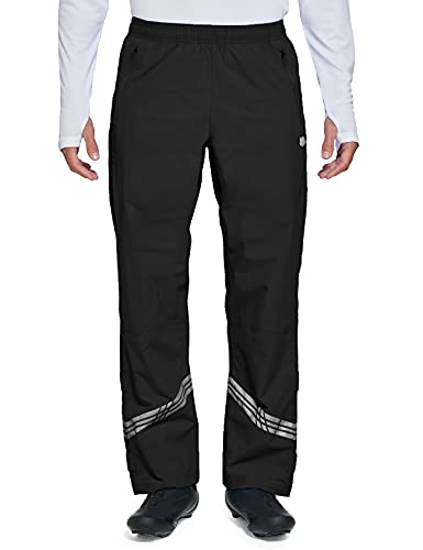 FitsT4 - Pantalones de lluvia para hombre, 2 capas, aislados, impermeables, pantalones de carga, senderismo, ciclismo, golf, bolsillos con cremallera, Negro, Medium