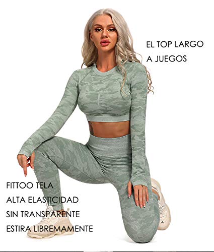 FITTOO Leggings Sin Costuras Mallas Mujer Pantalon Deportivo Alta Cintura Yoga Elásticos Seamless Verte X-Chica