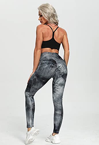 FITTOO Mallas Leggings Mujer Pantalones Deportivos Yoga Alta Cintura Elásticos Transpirables #1 Gris & Negro L