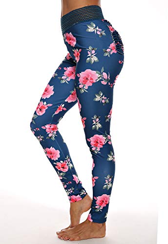 FITTOO Pantalones Deportivos Mujer Yoga Leggings de Alta Cintura Elásticos Transpirables para Running Fitness #2 Azul X-Large