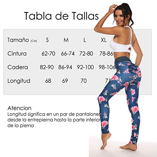 FITTOO Pantalones Deportivos Mujer Yoga Leggings de Alta Cintura Elásticos Transpirables para Running Fitness #2 Azul X-Large