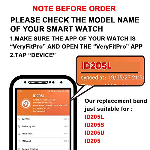 Flenco Correa para Reloj Inteligente ID205 ID205L ID205S ID205U ID20G Smartwatch Pulsera de Repuesto para Hombre Mujer Pulsera de Actividad Monitor de Sueño Contador de Caloría Pulsómetros Podómetro