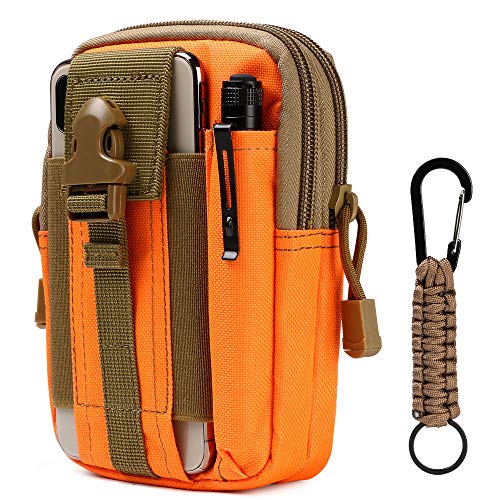 flintronic Bolsa Cintura Táctica, Bolso Cinturón Táctica Militar Compacta 1000D Nylon para Herramientas Pequeñas de Multiusos Teléfono Móvil al Aire Libre Deportes Senderismo y Camping, con Mosquetón