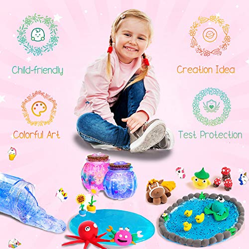 Fluffy Slime Kit de 12 Colores Crystal Slime con 10 Botellas de Brillantina para Niñas , Juguetes para Niños 4 Piezas de Juguete de Fruta para niños Mayores de 3+ años