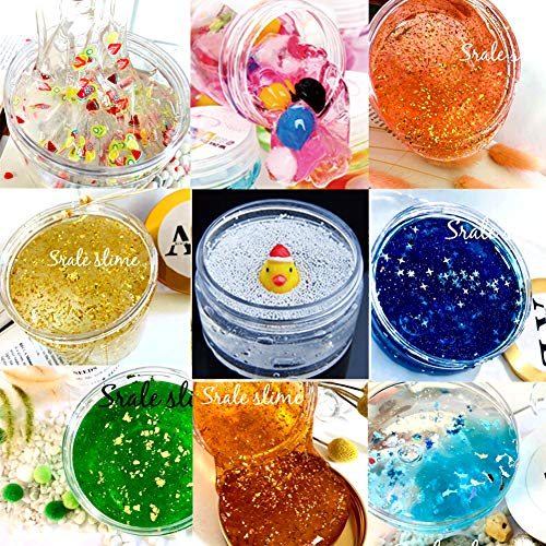 Fluffy Slime Kit de 12 Colores Crystal Slime con 10 Botellas de Brillantina para Niñas , Juguetes para Niños 4 Piezas de Juguete de Fruta para niños Mayores de 3+ años