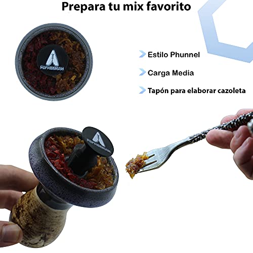 Fly Hookah Vol.2 - Cazoleta Cachimba de Alta Temperatura - Barro Blanco Gres y Adaptado a Todos los Gestor de Calor Shisha - Con Goma para Cachimba y Tapon Para Evitar Atascar el Tabaco