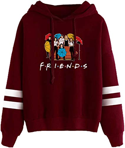 FLYCHEN Mujer Sudaderas con Capucha Amigo Sudadera Friends Amigo Programa de televisión Suéter con Capucha Divertido Tops Ropa (Rojo Sofá 656, S)