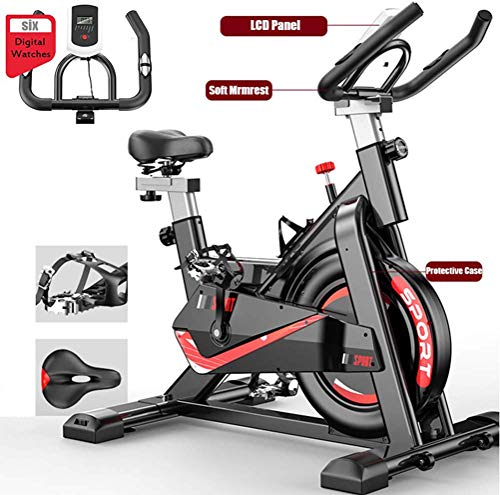 Fnova Bicicleta estática de Spinning Fitness, Profesional Bicicleta Indoor, con monitor de frecuencia cardíaca, Pantalla LCD, Sensores de Pulso, Spinning Bike para Gimnasio En Casa