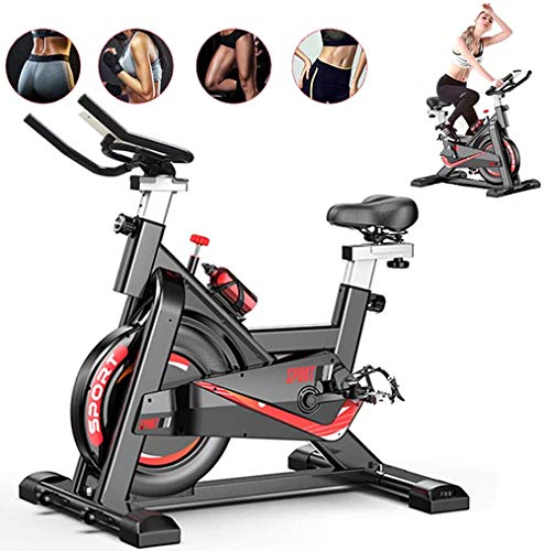 Fnova Bicicleta estática de Spinning Fitness, Profesional Bicicleta Indoor, con monitor de frecuencia cardíaca, Pantalla LCD, Sensores de Pulso, Spinning Bike para Gimnasio En Casa