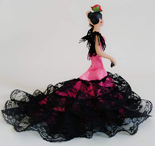 Folk Artesanía Muñeca Porcelana andaluza o Flamenca 18 cm (Rosa Liso)