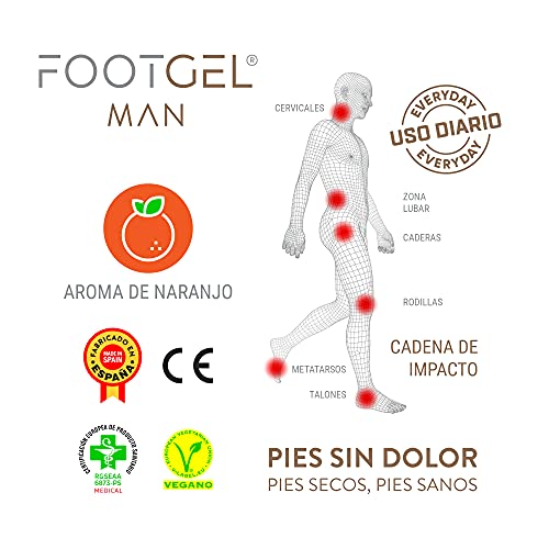 Footgel - Plantilla Extra cómoda de uso diario para hombre (Naranjo, 39-42)