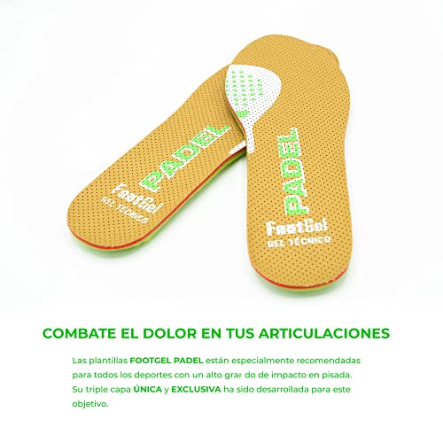 Footgel -Plantillas de Gel deportiva para Padel,Si eres jugador de pádel, protégete del riesgo de lesiones, alivia el dolor en pies, rodillas, lumbares y consigue ventaja en los partidos. (43 47)