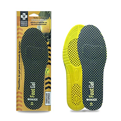 Footgel- Plantillas Foot Gel Works® ayuda a prevenir y aliviar lesiones producidas por los impactos contra el suelo al practicar cualquier tipo de actividad laboral (Naranjo, 39-42)