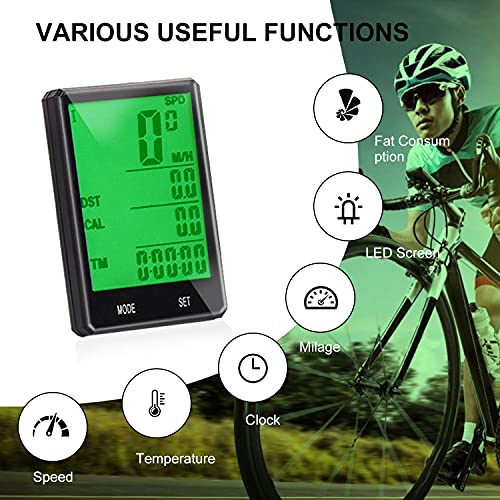 FORMIZON Computadora de Bicicleta, Velocímetro Bici con 22 Funciones 2.8in Pantalla LCD, Velocímetro inalámbrico Ciclocomputador Impermeable, Cuentakilómetros para Alle Bicicleta