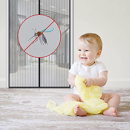 FORTRY Mosquitera Puerta Magnetica Corredera Cortina 140 x 240 cm, cortina mosquitera magnética, para puerta de balcón, salón, montaje sencillo sin agujeros