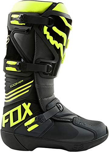 Fox Racing, Comp Boot Hombre, negro y amarillo, 12 UK