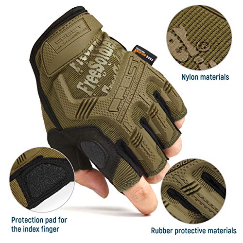 FREE SOLDIER Guantes de Moto para Hombre Verano Guantes Tácticos Militares Ideal para Motocross Ciclismo Airsoft Combate Alpinismo Guantes Medio Dedo Negro M