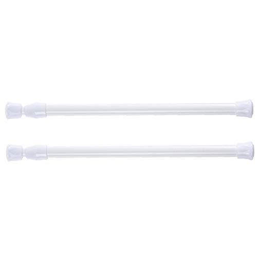 Freebily 2PCS Varillas de Cortina de Tensión Pequeñas Barra para Armario Extensible Ajustable para Armario Cocina baño Cortina Ventana Estantería Bricolaje Blanco Negro Marrón Blanco 25-40cm